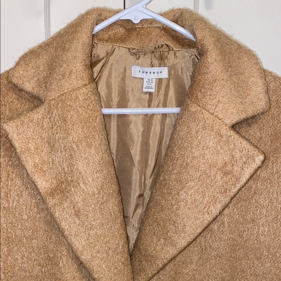 Topshop Size 6 Tan Teddy Jacket with Oversized Fit and Wide Lapels - Picture 5 of 16